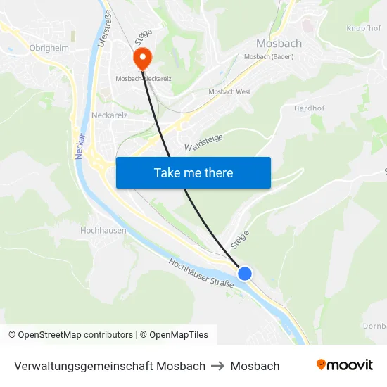 Verwaltungsgemeinschaft Mosbach to Mosbach map