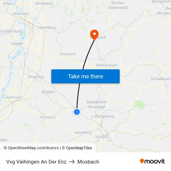 Vvg Vaihingen An Der Enz to Mosbach map