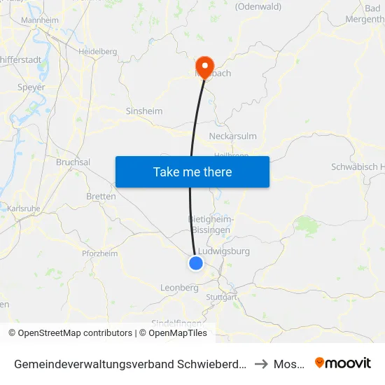Gemeindeverwaltungsverband Schwieberdingen-Hemmingen to Mosbach map