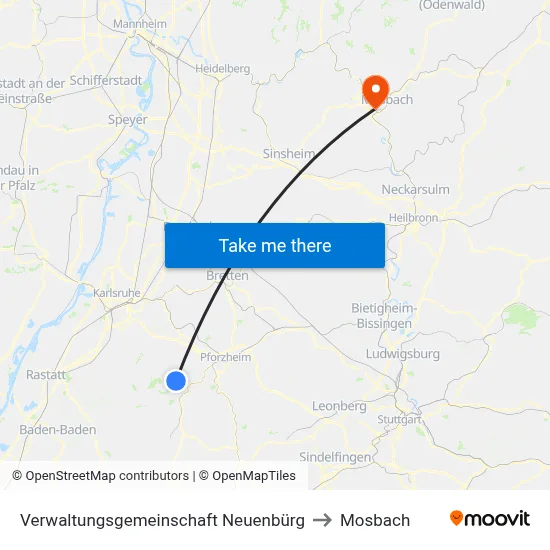 Verwaltungsgemeinschaft Neuenbürg to Mosbach map