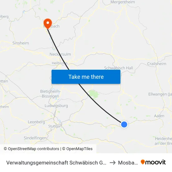Verwaltungsgemeinschaft Schwäbisch Gmünd to Mosbach map