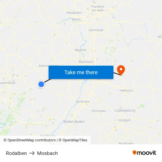 Rodalben to Mosbach map