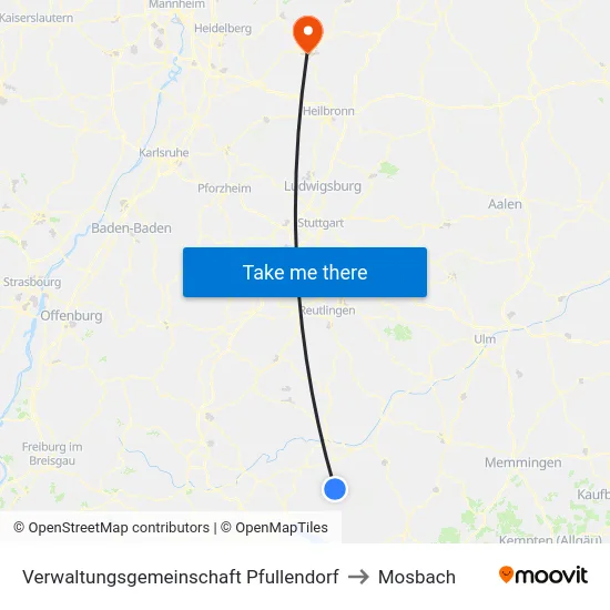 Verwaltungsgemeinschaft Pfullendorf to Mosbach map