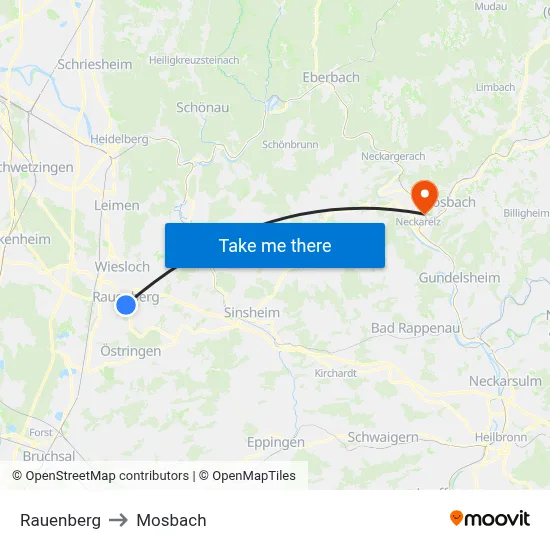 Rauenberg to Mosbach map
