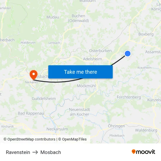 Ravenstein to Mosbach map