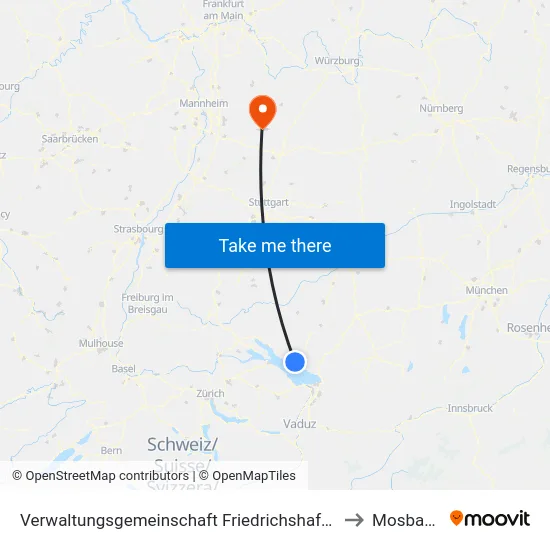 Verwaltungsgemeinschaft Friedrichshafen to Mosbach map
