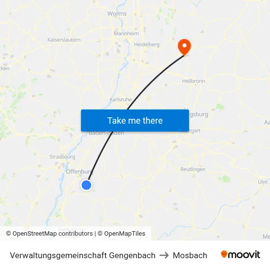 Verwaltungsgemeinschaft Gengenbach to Mosbach map