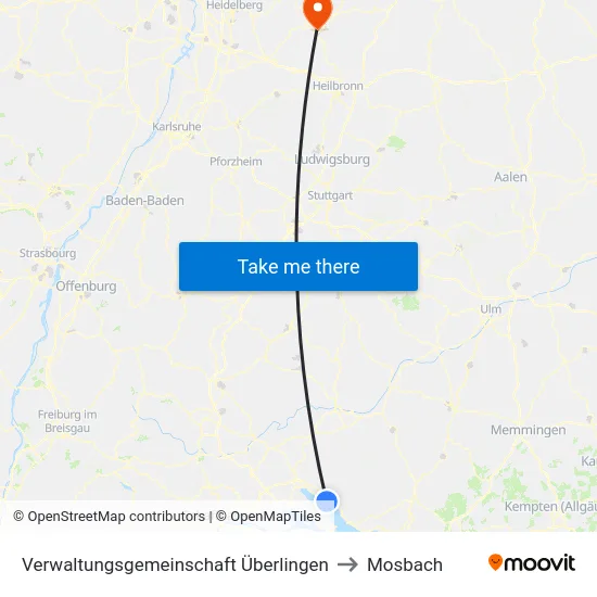 Verwaltungsgemeinschaft Überlingen to Mosbach map