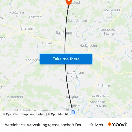 Vereinbarte Verwaltungsgemeinschaft Der Stadt Bietigheim-Bissingen to Mosbach map