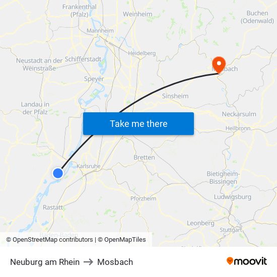 Neuburg am Rhein to Mosbach map