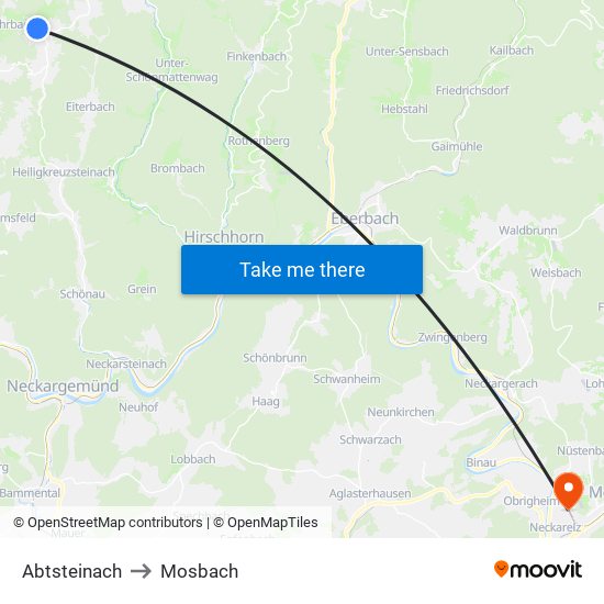 Abtsteinach to Mosbach map