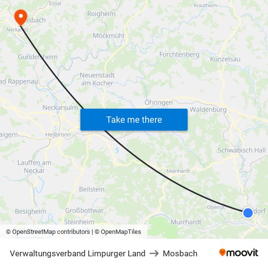 Verwaltungsverband Limpurger Land to Mosbach map