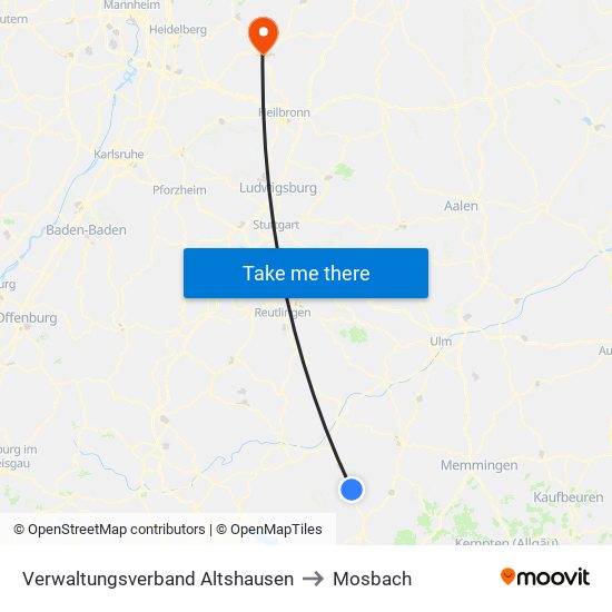 Verwaltungsverband Altshausen to Mosbach map