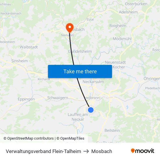 Verwaltungsverband Flein-Talheim to Mosbach map