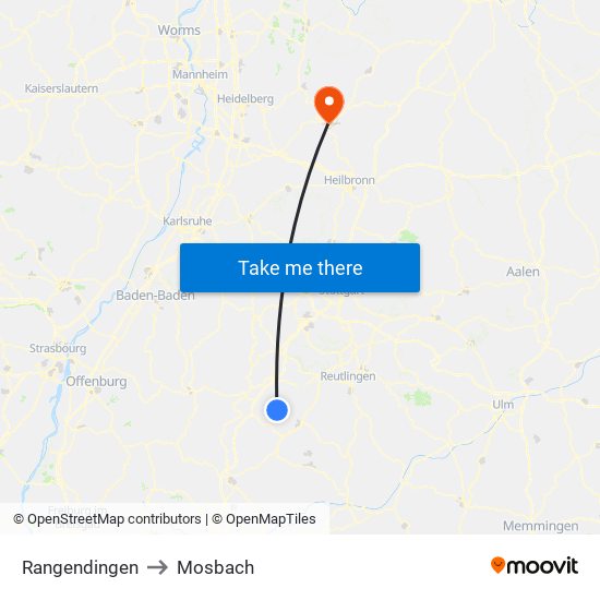 Rangendingen to Mosbach map