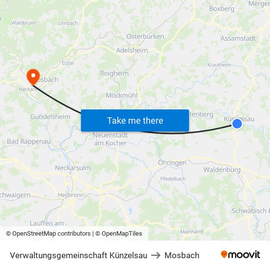 Verwaltungsgemeinschaft Künzelsau to Mosbach map