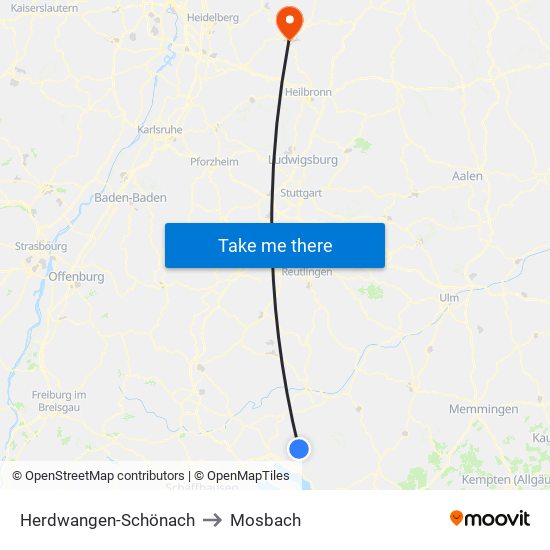 Herdwangen-Schönach to Mosbach map