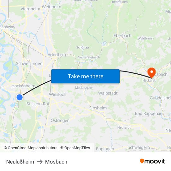 Neulußheim to Mosbach map