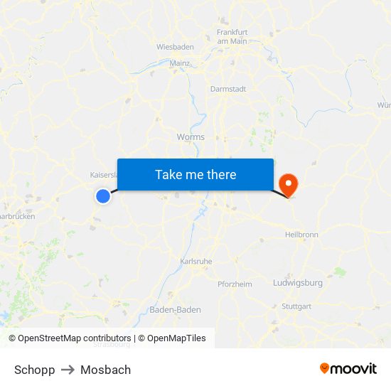 Schopp to Mosbach map