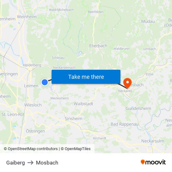 Gaiberg to Mosbach map