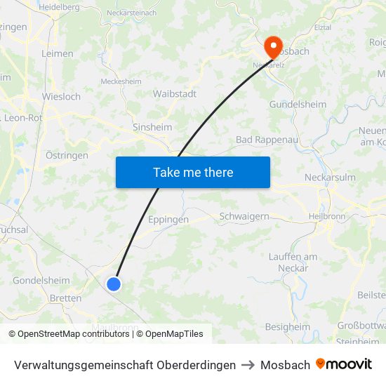 Verwaltungsgemeinschaft Oberderdingen to Mosbach map