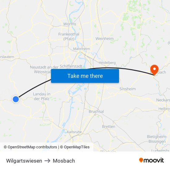 Wilgartswiesen to Mosbach map