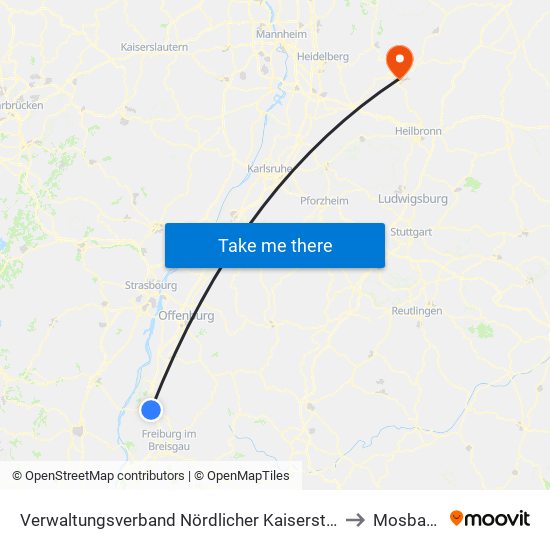 Verwaltungsverband Nördlicher Kaiserstuhl to Mosbach map