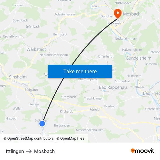 Ittlingen to Mosbach map