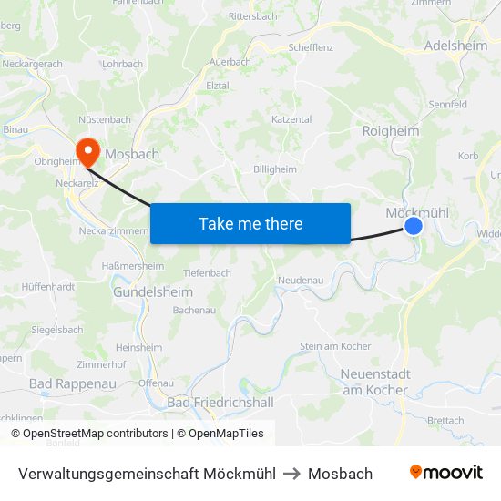 Verwaltungsgemeinschaft Möckmühl to Mosbach map