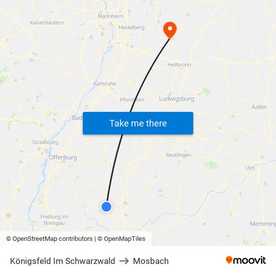 Königsfeld Im Schwarzwald to Mosbach map