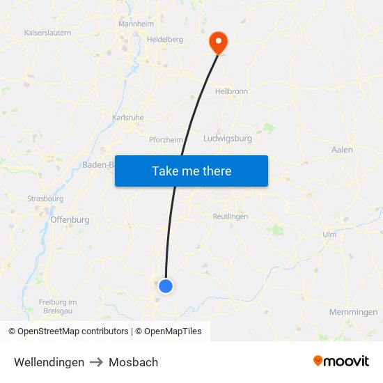 Wellendingen to Mosbach map