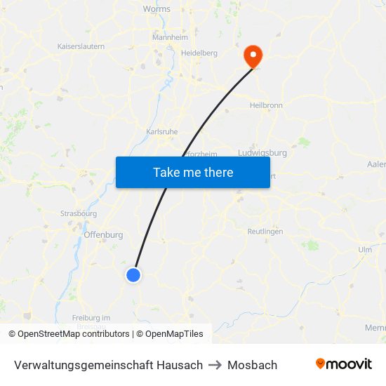 Verwaltungsgemeinschaft Hausach to Mosbach map