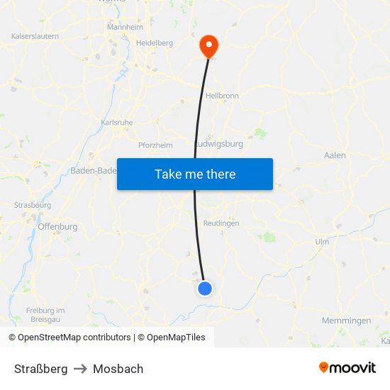 Straßberg to Mosbach map