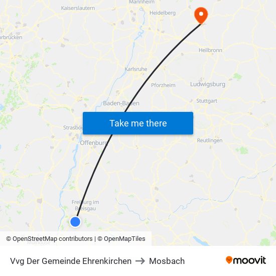 Vvg Der Gemeinde Ehrenkirchen to Mosbach map