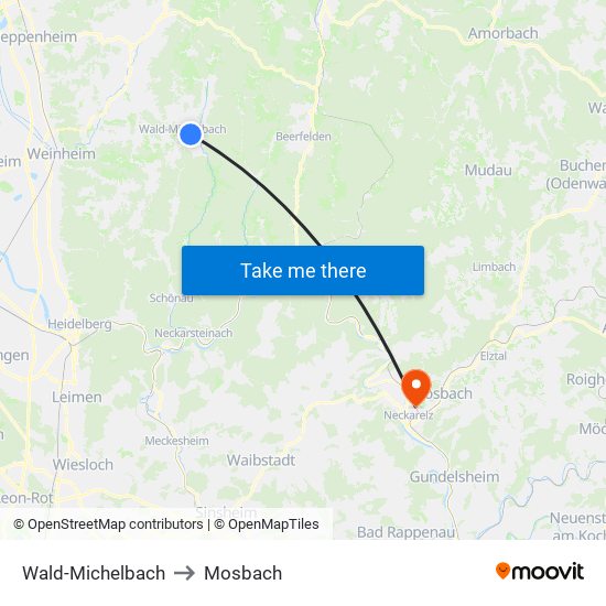 Wald-Michelbach to Mosbach map