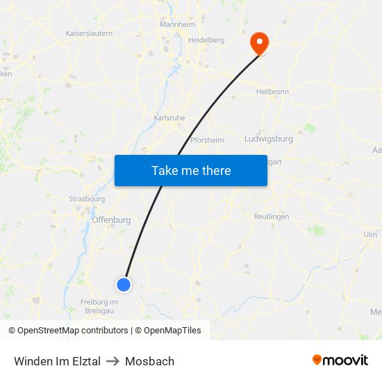 Winden Im Elztal to Mosbach map
