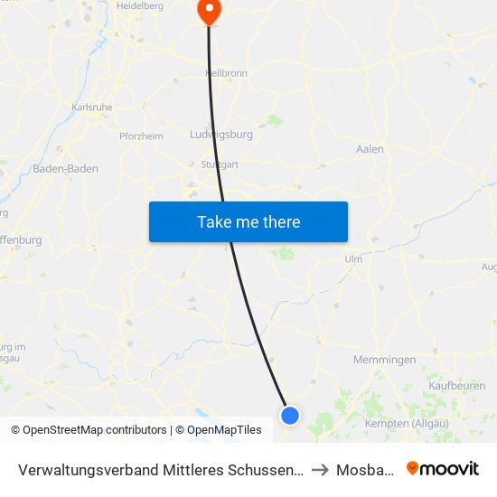 Verwaltungsverband Mittleres Schussental to Mosbach map