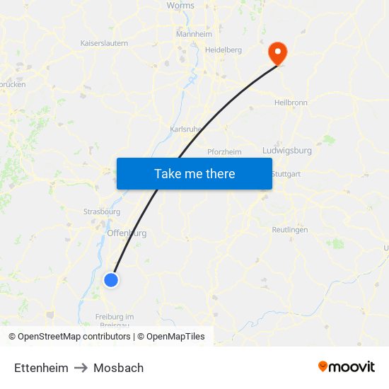 Ettenheim to Mosbach map