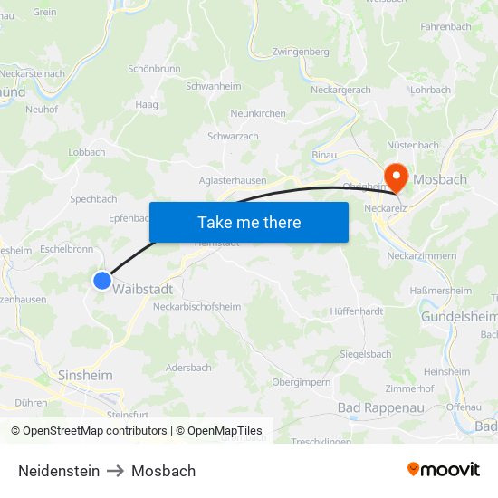 Neidenstein to Mosbach map