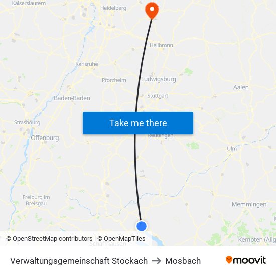 Verwaltungsgemeinschaft Stockach to Mosbach map