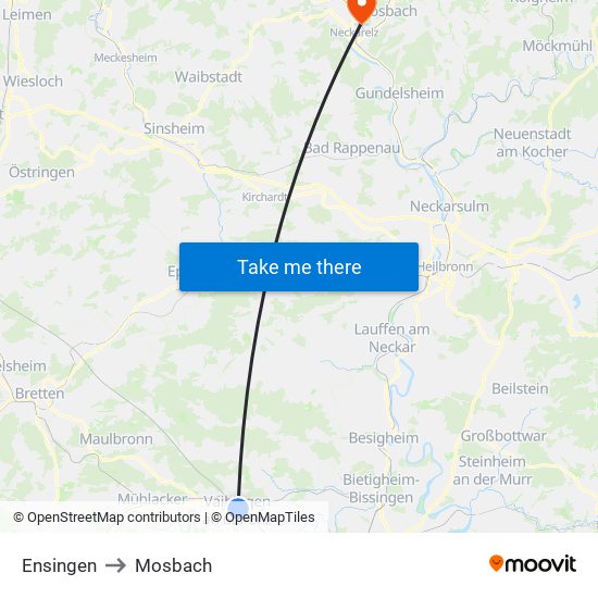 Ensingen to Mosbach map