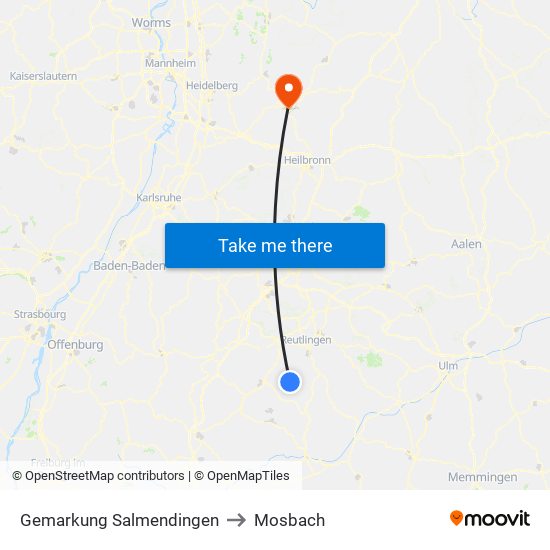 Gemarkung Salmendingen to Mosbach map