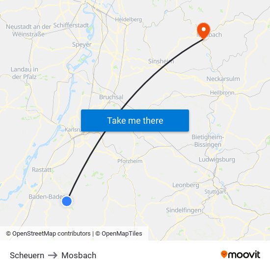 Scheuern to Mosbach map