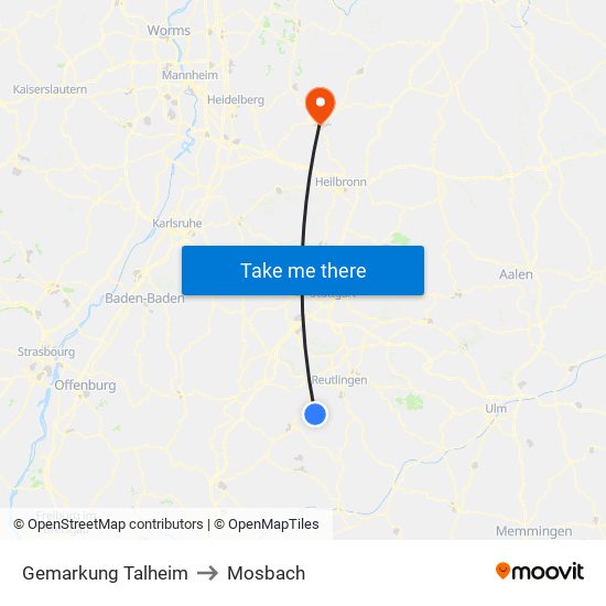 Gemarkung Talheim to Mosbach map