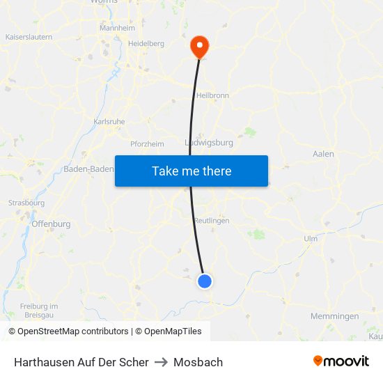 Harthausen Auf Der Scher to Mosbach map