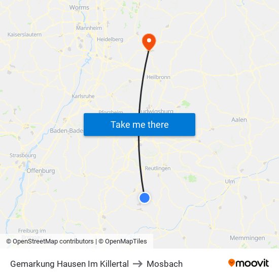 Gemarkung Hausen Im Killertal to Mosbach map