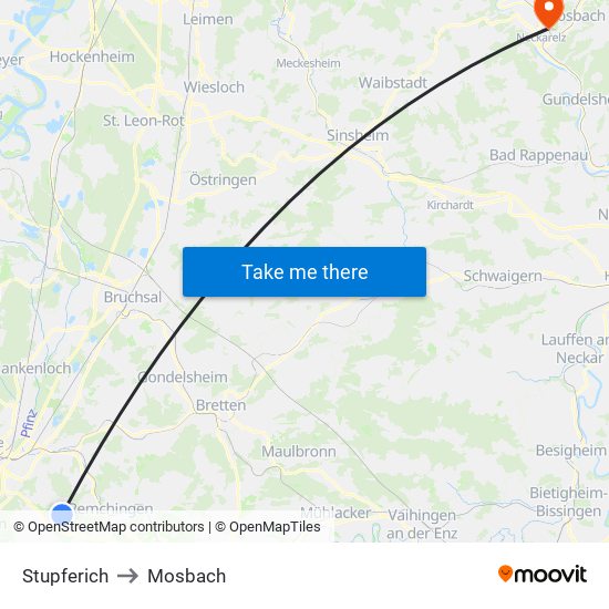 Stupferich to Mosbach map