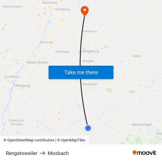 Rengetsweiler to Mosbach map