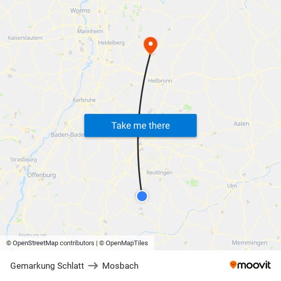 Gemarkung Schlatt to Mosbach map
