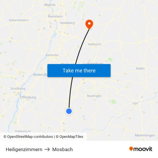 Heiligenzimmern to Mosbach map